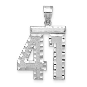 14k White Gold, Varsity Collection, Large D/C Pendant, Number 41